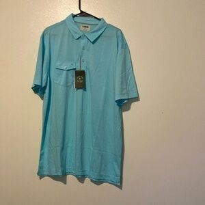 Linksoul polo short sleeve luxury cotton pocket aqua  shirt XL